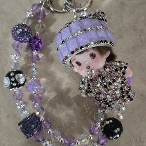 Purple Beaded Monchhichi Bag Chain